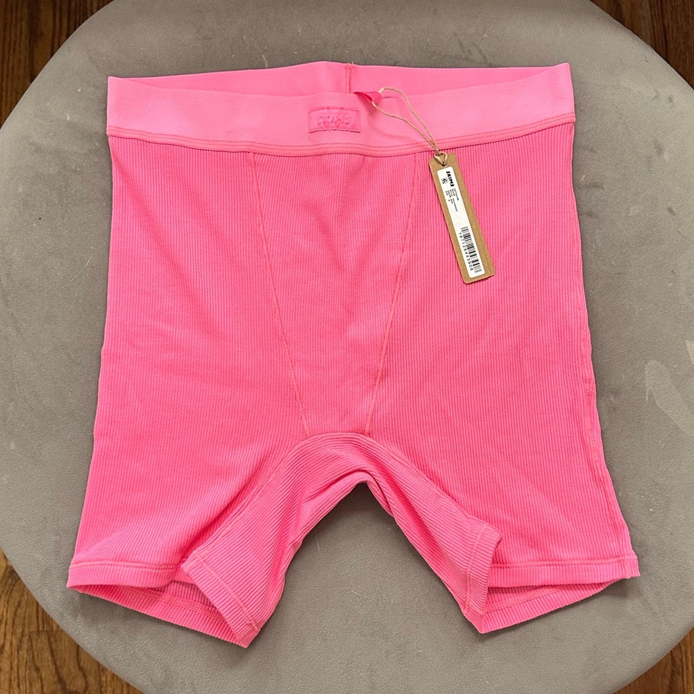SKIMS Cotton Rib Boxer ‘Sugar Pink’ in Size S